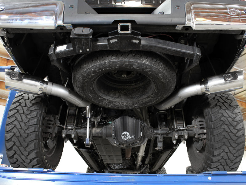 Load image into Gallery viewer, aFe Large Bore-HD 4in 409 Stainless Steel DPF-Back Exhaust w/Polished Tips 15-16 Ford Diesel Truck

