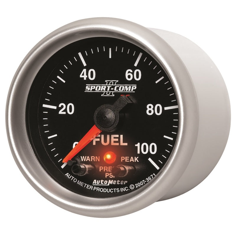 Load image into Gallery viewer, Autometer Sport-Comp II 52mm 0-100 PSI Fuel Pressure Gauge

