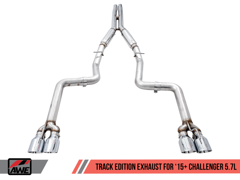 Load image into Gallery viewer, AWE Tuning 2017+ Dodge Challenger 5.7L Track Edition Exhaust - Chrome Silver Quad Tips
