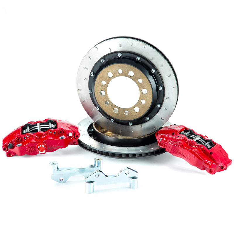 Load image into Gallery viewer, Alcon 07+ Jeep JK w/ 6x5.5in Hub 355x22mm Rotor 4-Piston Red Calipers Rear Brake Upgrade Kit
