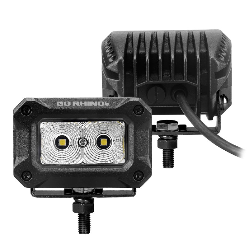 Load image into Gallery viewer, Go Rhino Xplor Bright Series Rectangle LED Flood Light Kit (Surface/Thread Std Mnt) 3x2 - Blk (Pair)
