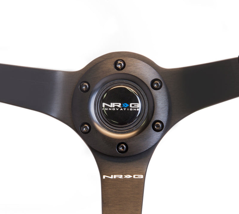 Load image into Gallery viewer, NRG Reinforced Steering Wheel (350mm / 3in. Deep) Blk Suede w/Blk BBall Stitch (Odi Bakchis Edition)
