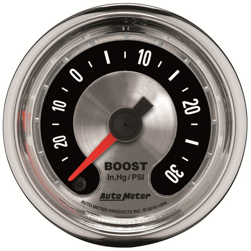 Load image into Gallery viewer, Autometer American Muscle 52mm Full Sweep Electric 30 In Hg.-Vac/30PSI Boost Vacuum Gauge
