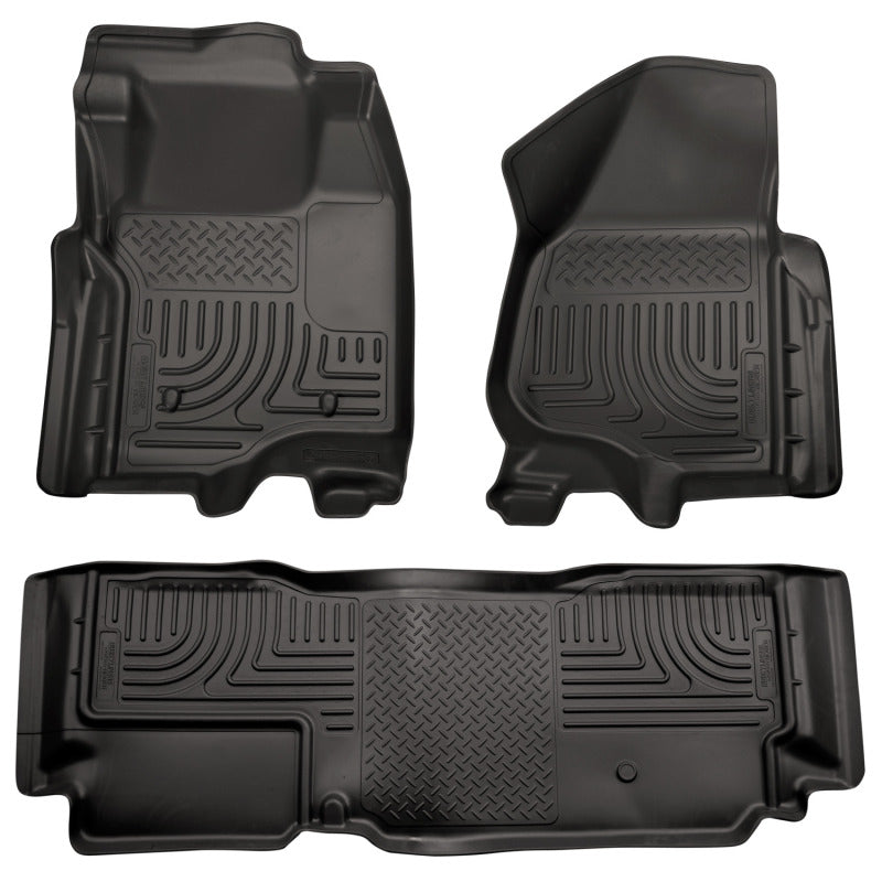 Load image into Gallery viewer, Husky Liners 11-12 Ford SD Super Cab WeatherBeater Combo Black Floor Liners (w/o Manual Trans Case)

