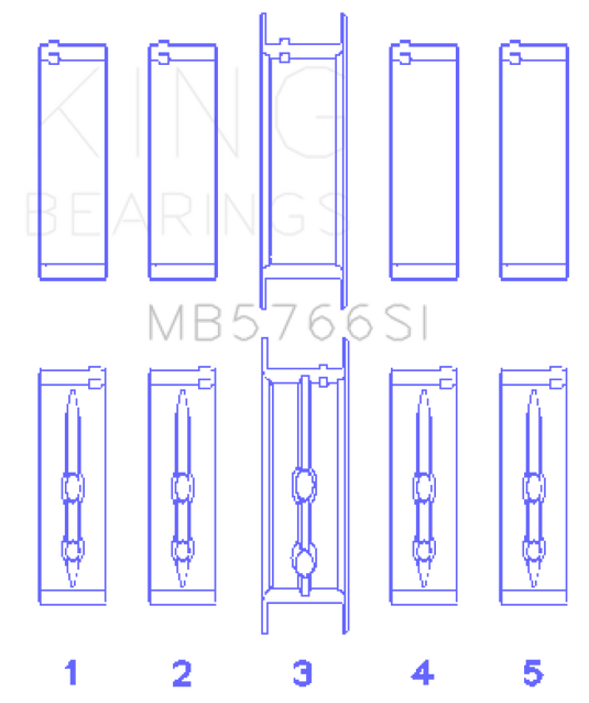 King Engine Bearings GM LS1/2/4/6 (Housing Bore +.010) (Size .001 Oversized) Main Bearing Set