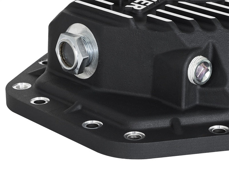 Load image into Gallery viewer, aFe Power Pro Ser Rear Diff Cover Black w/Mach Fins 2017 Ford Diesel Trucks V8-6.7L(td) Dana M275-14
