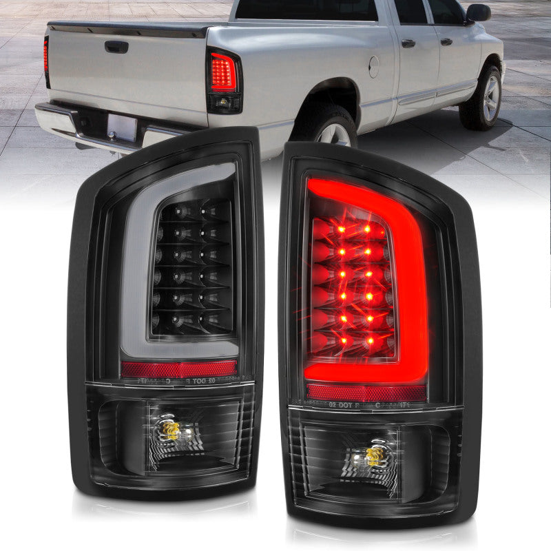 ANZO 2002-2006 Dodge Ram 1500 LED Tail Lights w/ Light Bar Black Housi ...