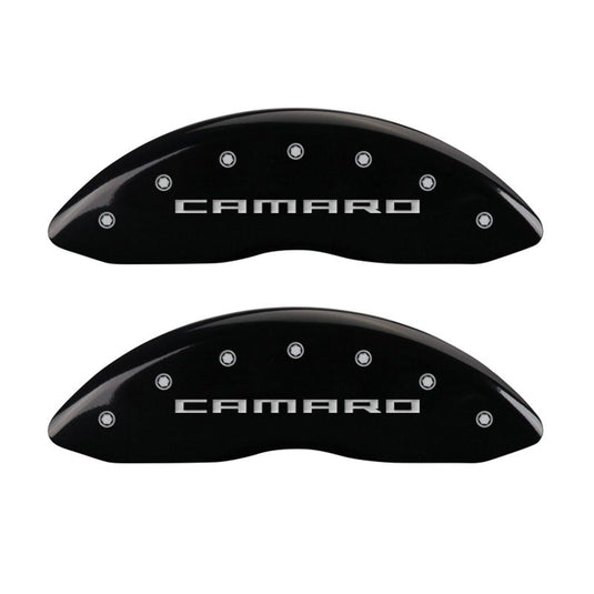 MGP 4 Caliper Covers Engraved Front & Rear Gen 5/Camaro Black finish silver ch