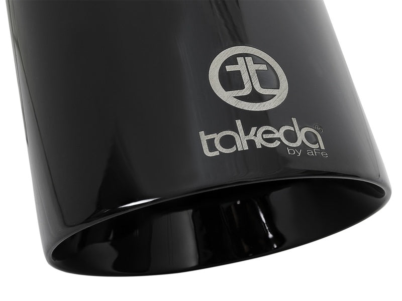 Load image into Gallery viewer, aFe Takeda 409 SS Clamp-On Exhaust Tip 2.5in. Inlet / 4.5in. Outlet / 9in. L - Black
