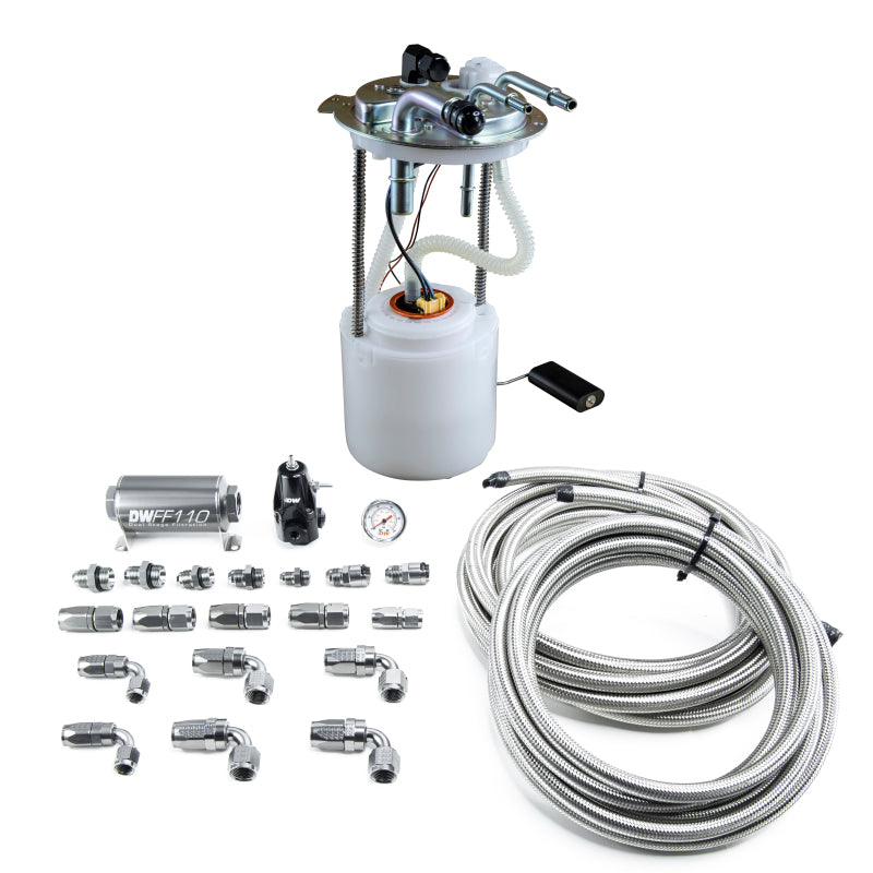 Load image into Gallery viewer, DeatschWerks 05-19 Yukon/Tahoe/Suburban DW400 Pump Module and Return SS CPE Plumbing Kit
