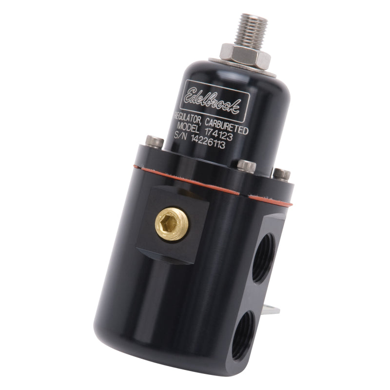 Load image into Gallery viewer, Edelbrock Fuel Pressure Regulator Carbureted 160 GPH 5-10 PSI 3/8In In/Out Returnless Black
