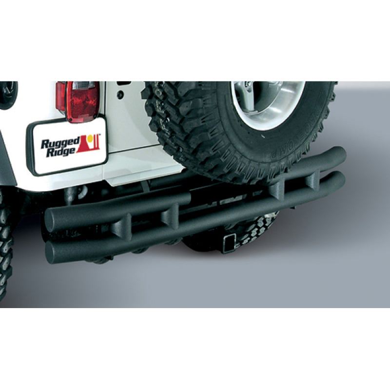 Load image into Gallery viewer, Rugged Ridge 3-In Dbl Tube Rear Bumper w/ Hitch 87-06 Jeep Wrangler
