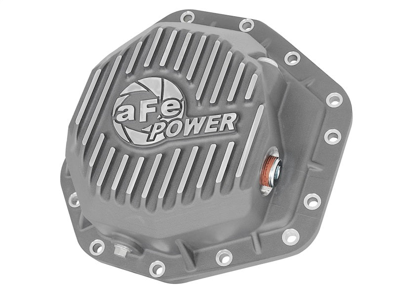 Load image into Gallery viewer, aFe Power Street Ser Rear Diff Cover Raw w/Mach Fin 2017 Ford Diesel Trucks V8-6.7L(td) Dana M275-14
