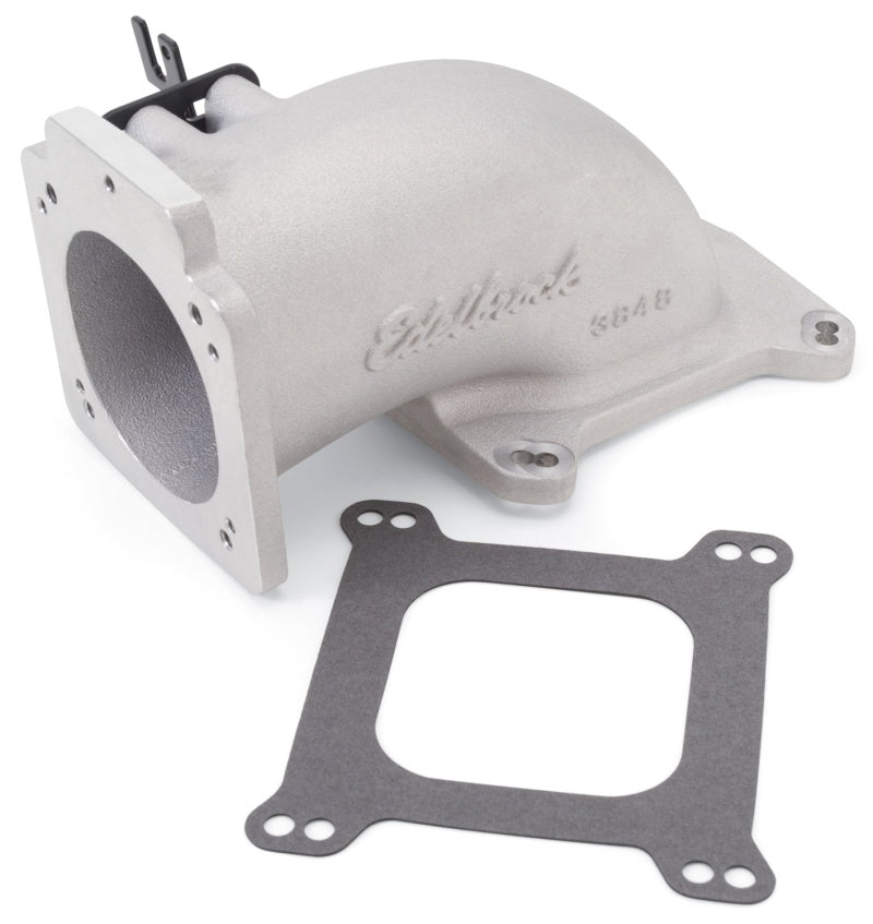 Load image into Gallery viewer, Edelbrock Low Profile Intake Elbow 90mm Throttle Body to Square-Bore Flange As-Cast Finish
