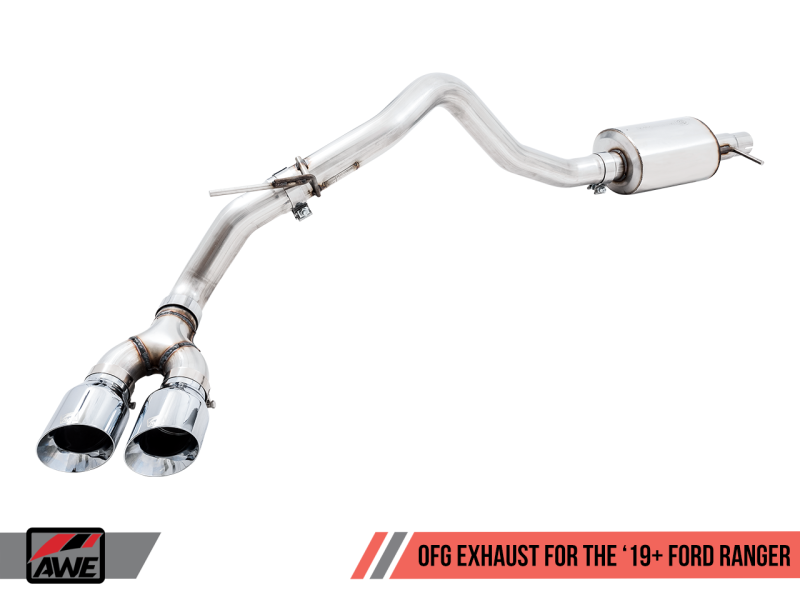 Load image into Gallery viewer, AWE Tuning 2019+ Ford Ranger 0FG Performance Exhaust System w/Chrome Silver Tips &amp; Bash Guard
