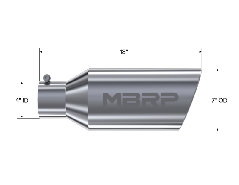 Load image into Gallery viewer, MBRP Universal Tip 7inch O.D. Rolled End 4inch inlet 18inch length - T304 (SINGLE TIP)
