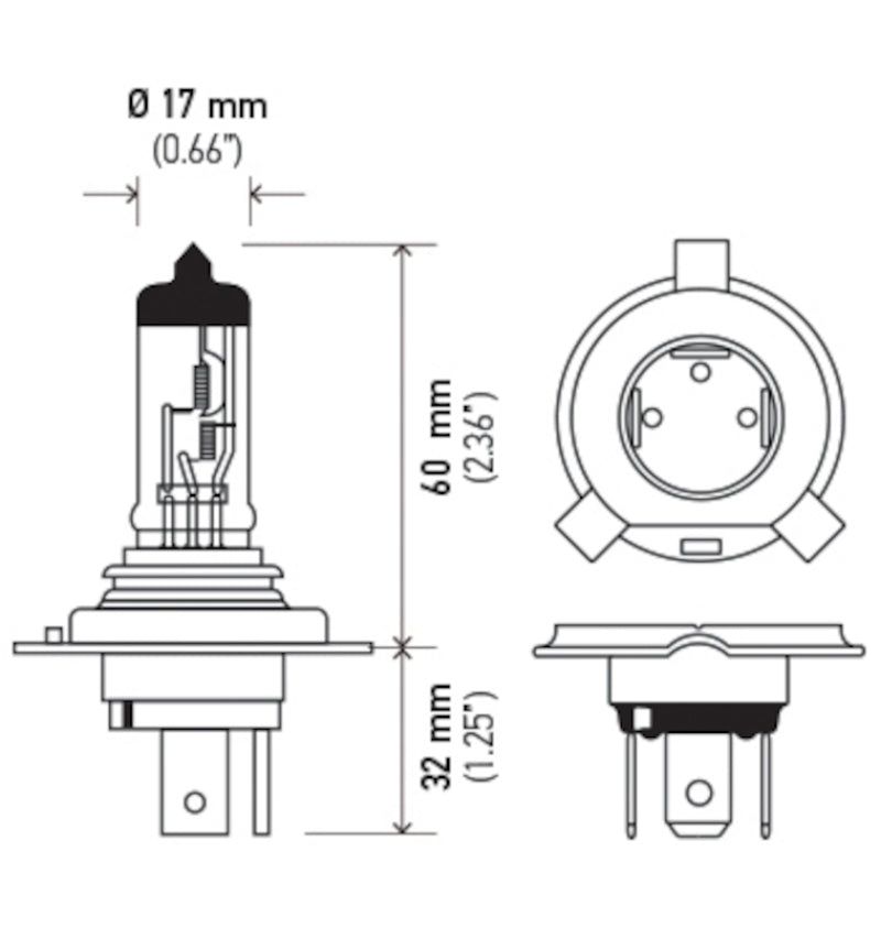 Load image into Gallery viewer, Hella Bulb H4 12V 60/55W P43t T4.625 +50
