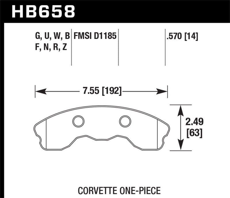 Load image into Gallery viewer, Hawk 2010-2013 Chevy Corvette Grand Sport (One-Piece Pads) ER-1 Motorsports Front Brake Pads
