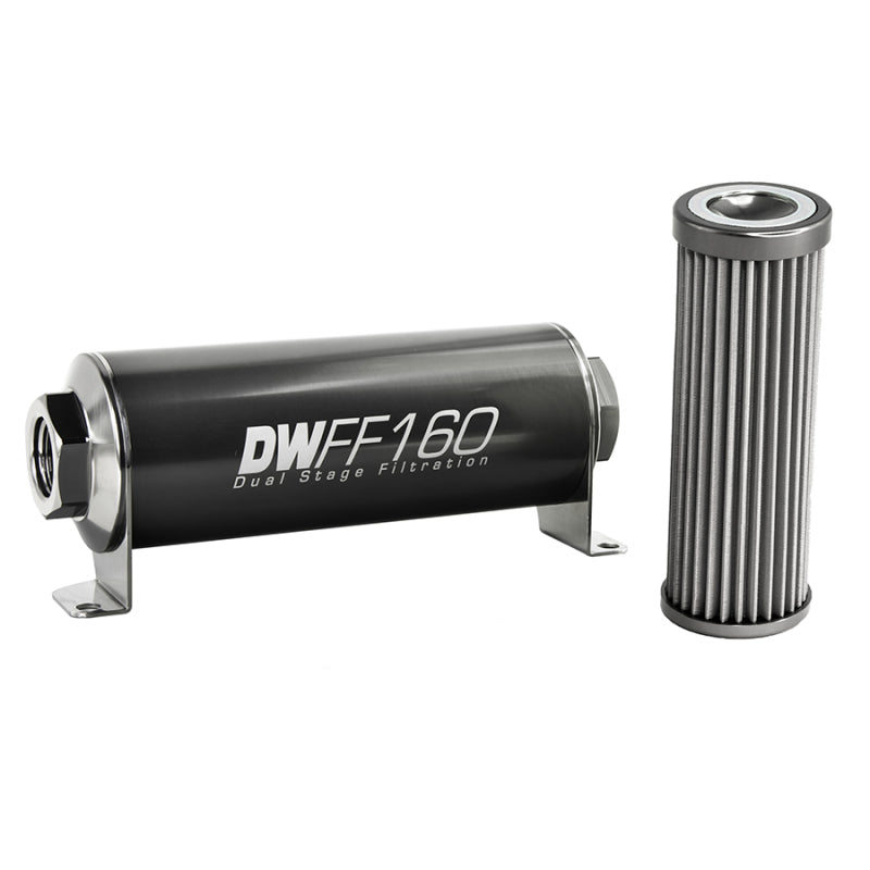 Load image into Gallery viewer, DeatschWerks Stainless Steel 8AN 40 Micron Universal Inline Fuel Filter Housing Kit (160mm)
