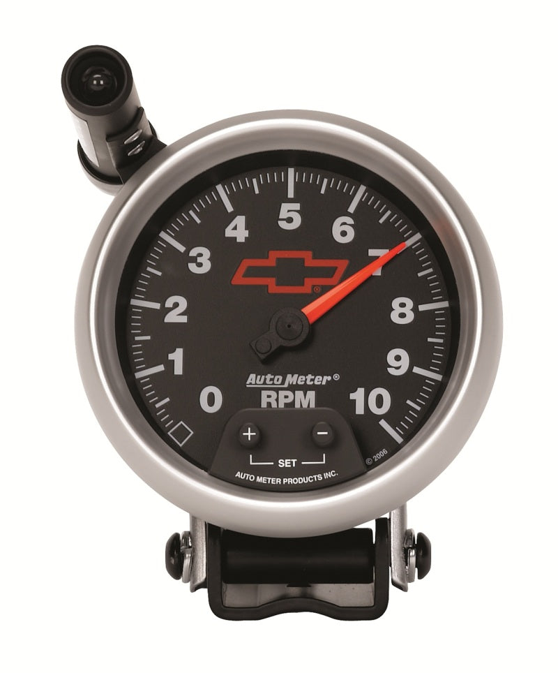 Load image into Gallery viewer, Autometer GM Red Bowtie Black 3-3/4in 0-10000 RPM Pedestal Mount Tachometer Quick-Lite
