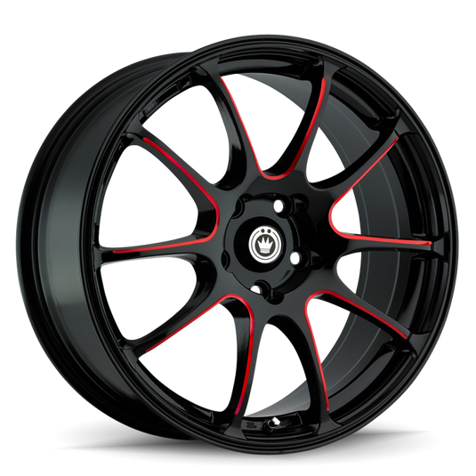 Konig Illusion 17x7 5x100 ET40 Black/Ball Cut Red