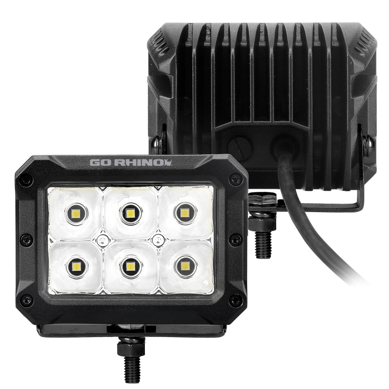 Load image into Gallery viewer, Go Rhino Xplor Bright Series Rectangle LED Spot Light Kit (Surface/Thread Stud Mnt) 4x3 - Blk (Pair)

