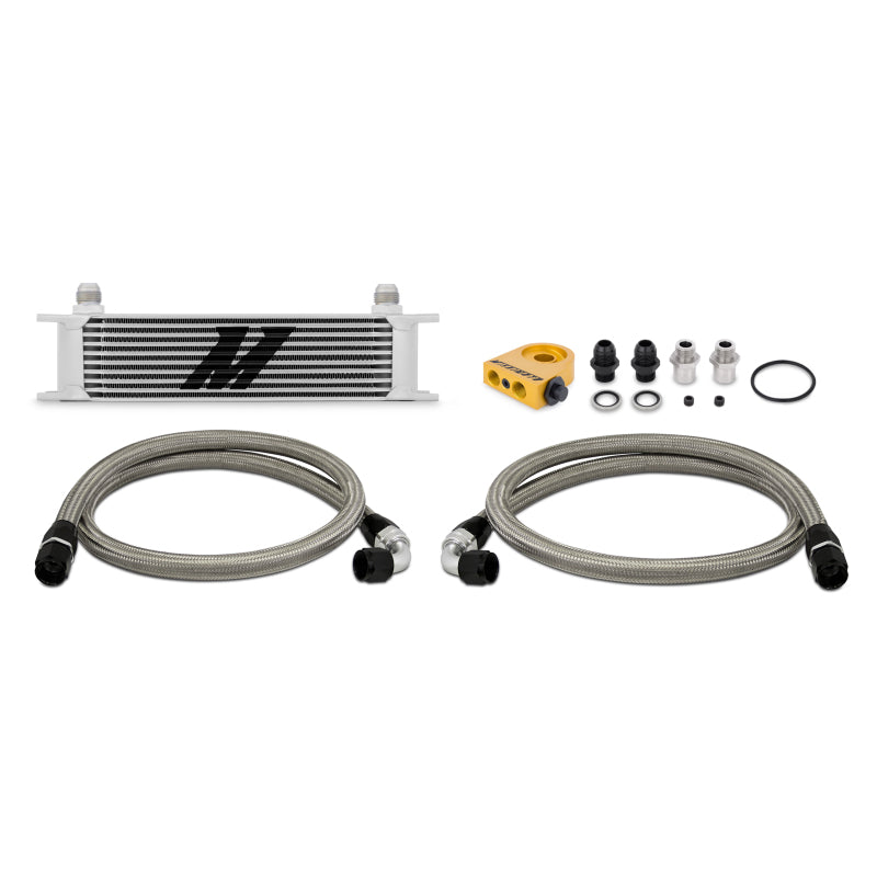 Load image into Gallery viewer, Mishimoto Universal Thermostatic 10 Row Oil Cooler Kit - Silver

