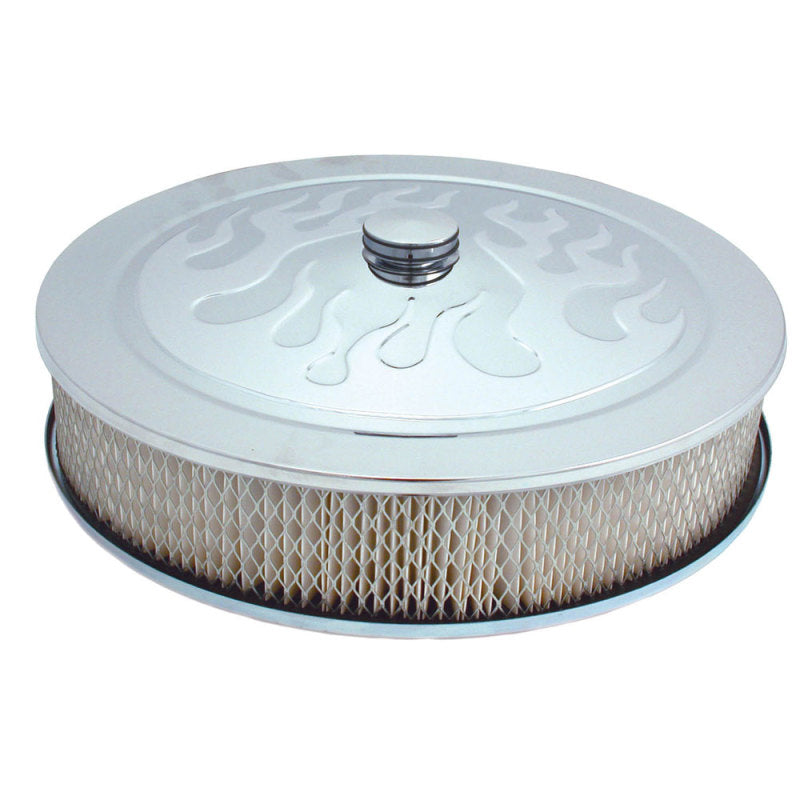 Load image into Gallery viewer, Spectre Air Cleaner 14in. x 3in. Flamed Chrome - White Paper
