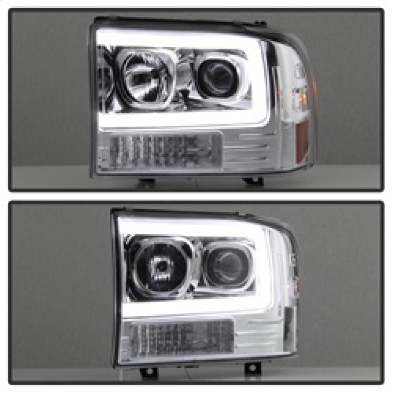 Load image into Gallery viewer, Spyder 99-04 Ford F-250 Super Duty Light Bar Projector Headlights - Chrome (PRO-YD-FF25099V2-LB-C)
