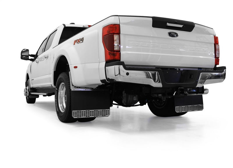Load image into Gallery viewer, Putco 15-19 Chevy Silv/Sierra HD Dually (Front) - Set of 2 Mud Skins - Brushed SS w/ Hex Shield
