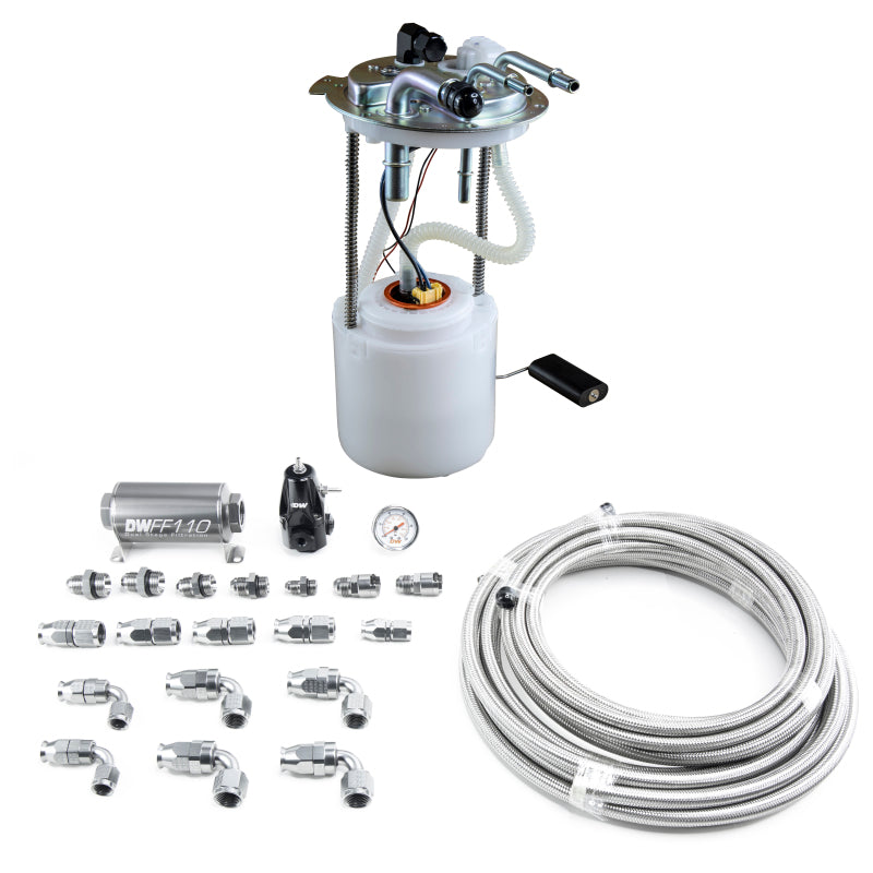 Load image into Gallery viewer, DeatschWerks 05-19 Yukon/Tahoe/Suburban DW400 Pump Module and Return SS PTFE Plumbing Kit
