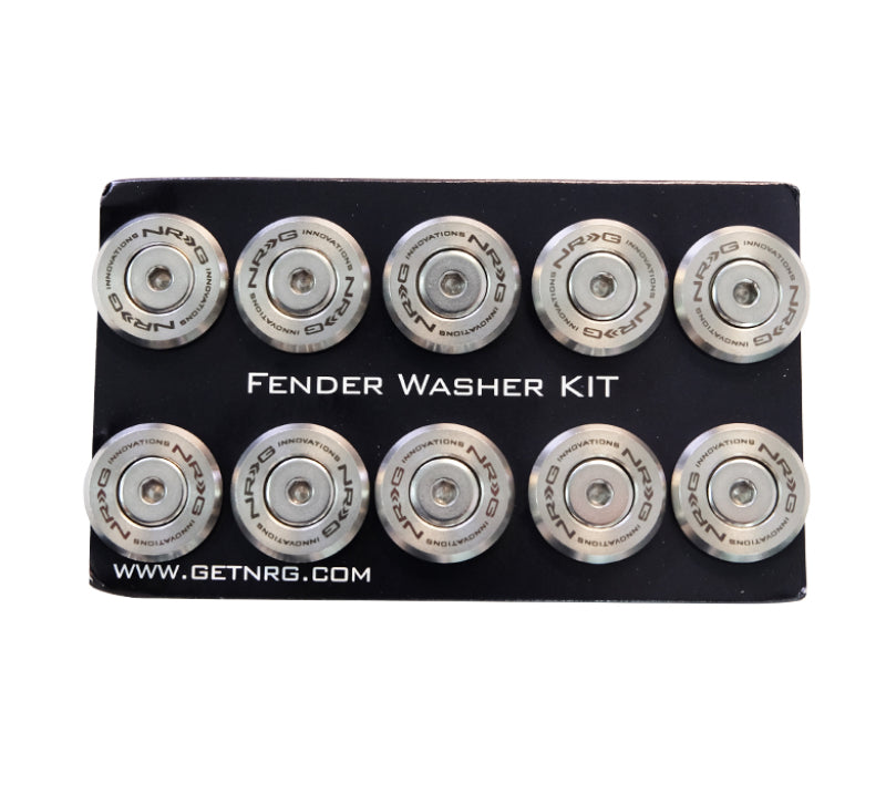 Load image into Gallery viewer, NRG M-Style Fender Washer Kit (TI Series) M6 Bolts For Plastic (Silver Wshr/Silver Scrw) - Set of 10
