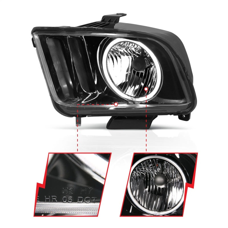 Load image into Gallery viewer, ANZO 2005-2009 Ford Mustang Crystal Headlights w/ Halo Black (CCFL)
