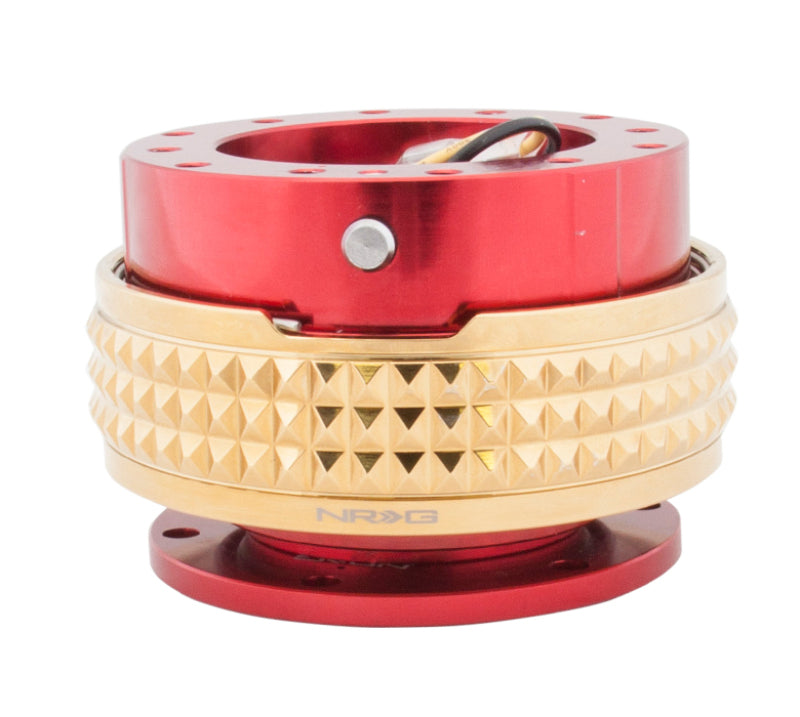Load image into Gallery viewer, NRG Quick Release Kit - Pyramid Edition - Red Body / Chrome Gold Pyramid Ring
