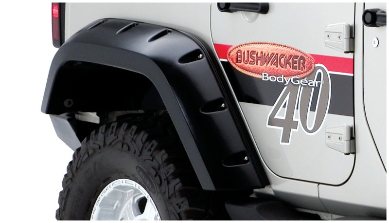 Load image into Gallery viewer, Bushwacker 07-18 Jeep Wrangler Unlimited Max Pocket Style Flares 2pc Extended Coverage - Black
