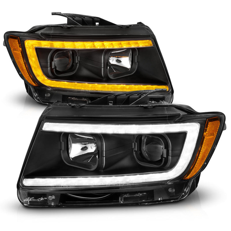 Load image into Gallery viewer, ANZO 11-13 Jeep Grand Cherokee (Factory Halogen Only) Projector Headlights w/Light Bar Swtchbk Black
