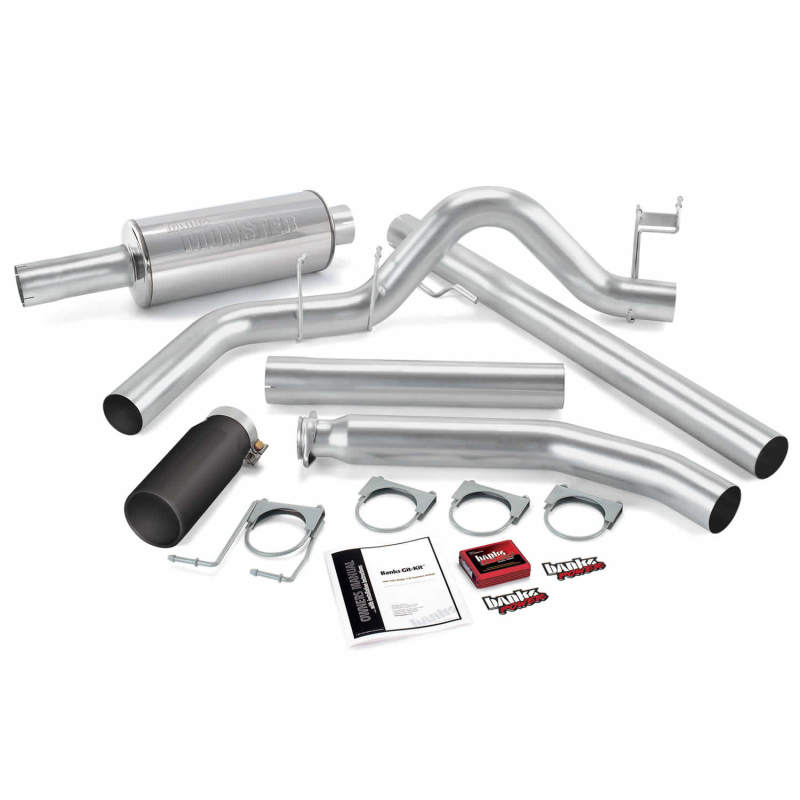 Load image into Gallery viewer, Banks Power 01 Dodge 5.9L Std Cab Git-Kit - SS Single Exhaust w/ Black Tip

