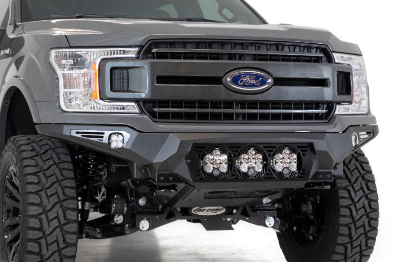 Load image into Gallery viewer, Addictive Desert Designs 18-20 Ford F-150 Bomber Front Bumper w/ 3 Baja Designs LP6 Mounts
