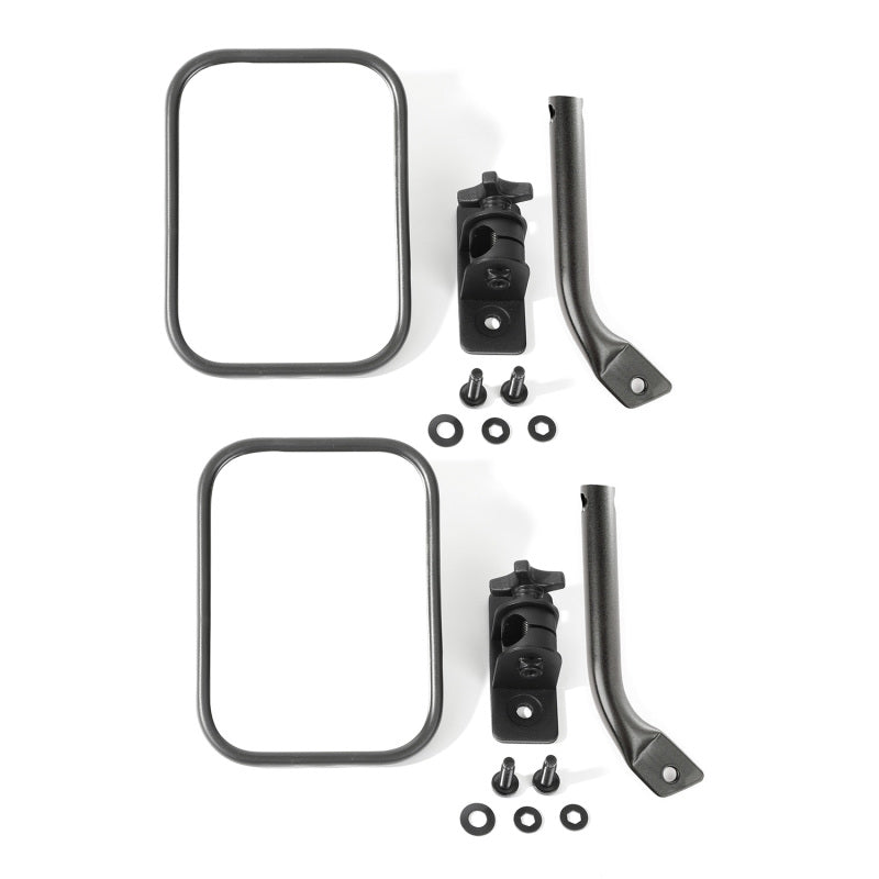 Load image into Gallery viewer, Rugged Ridge 97-18 Jeep Wrangler Textured Black Rectangular Stubby Trail Mirror Kit
