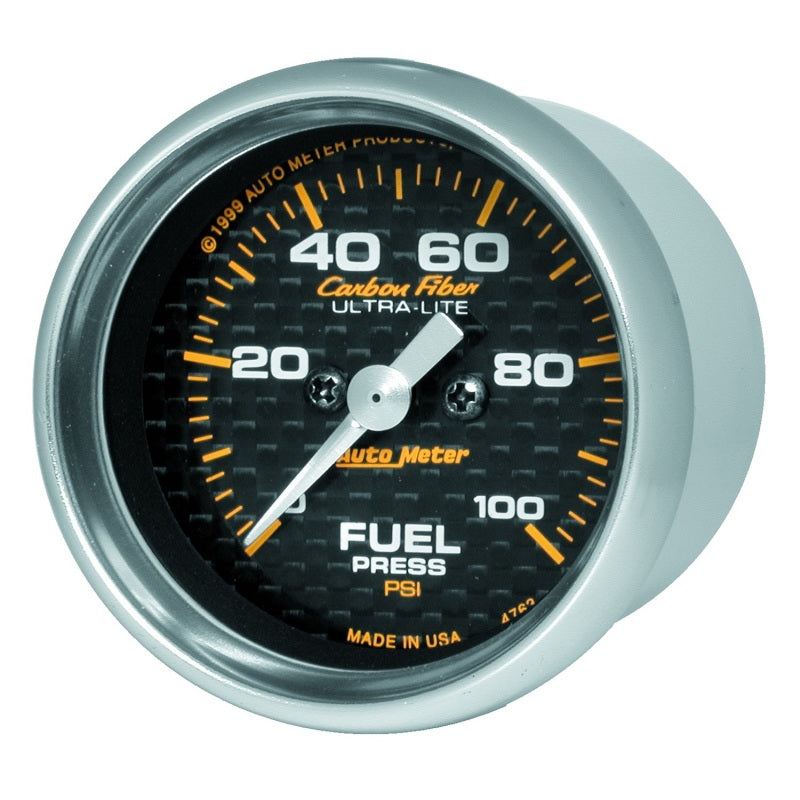Load image into Gallery viewer, Autometer Carbon Fiber 52mm 100 PSI Electronic Fuel Pressure Gauge
