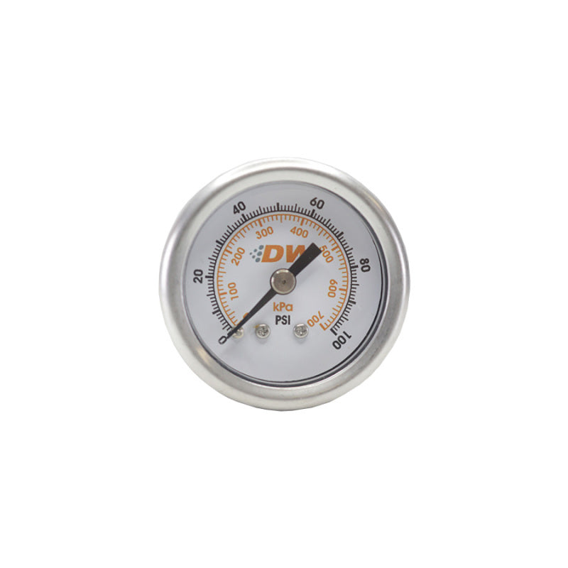 Load image into Gallery viewer, DeatschWerks 0-100 PSI 1/8in NPT Mechanical Fuel Pressure Gauge 1.5in Diameter Black Housing
