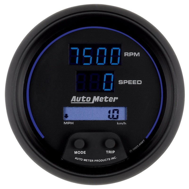 Load image into Gallery viewer, Autometer 85.7mm Black Digital 8000rpm/160mph or 260kmph Electric Tachometer/Speedometer Combo
