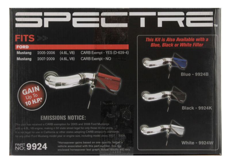 Load image into Gallery viewer, Spectre 05-09 Ford Mustang GT V8-4.6L F/I Air Intake Kit - Polished w/Red Filter
