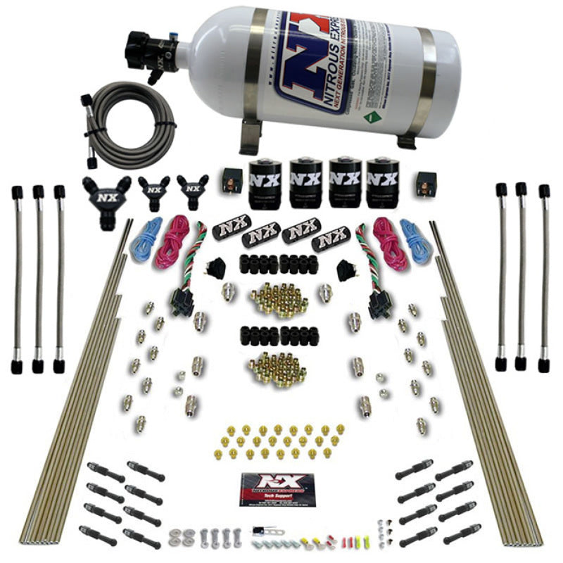 Load image into Gallery viewer, Nitrous Express 8 Cyl Dry Direct Port Dual Stage 4 Solenoids Nitrous Kit (200-600HP) w/10lb Bottle
