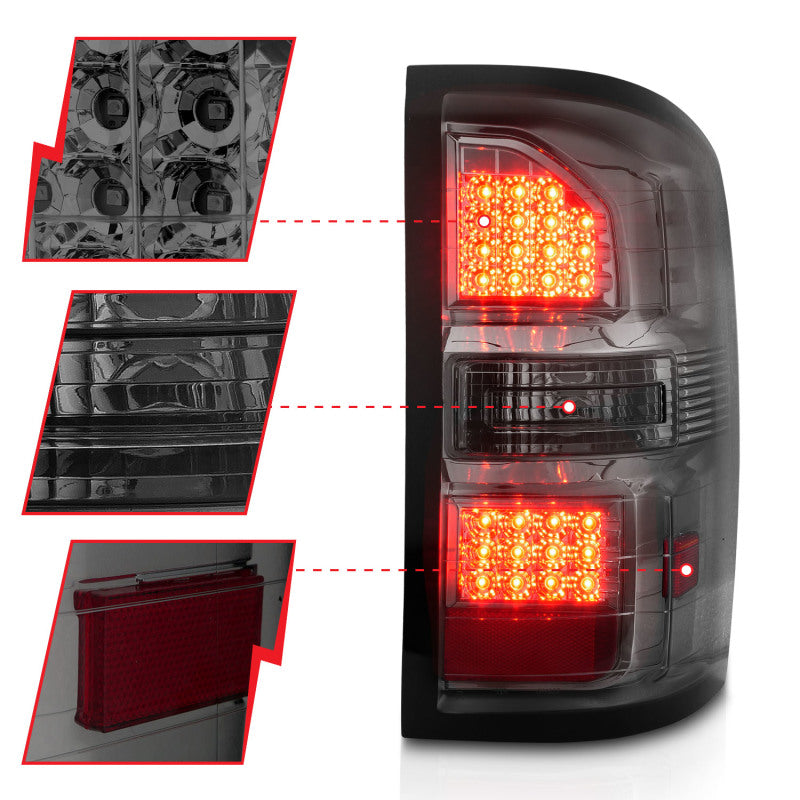Load image into Gallery viewer, ANZO 2014-2018 GMC Sierra LED Tail Lights Black Housing Smoke Lens
