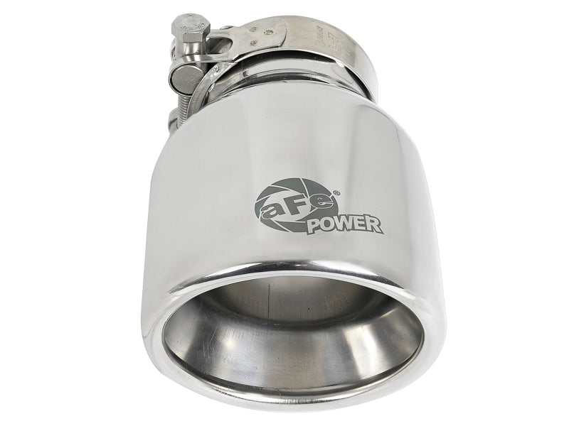 Load image into Gallery viewer, aFe MACH Force-Xp 304 SS Clamp-On Exhaust Tip 2.5in. Inlet / 4in. Outlet / 6in. L - Polished
