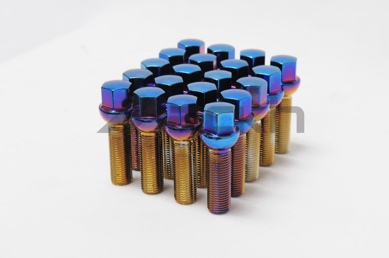 Load image into Gallery viewer, Wheel Mate Mevius Lug Bolt Set of 20 - Black 14x1.25 27mm Cone 60 DEG TAP
