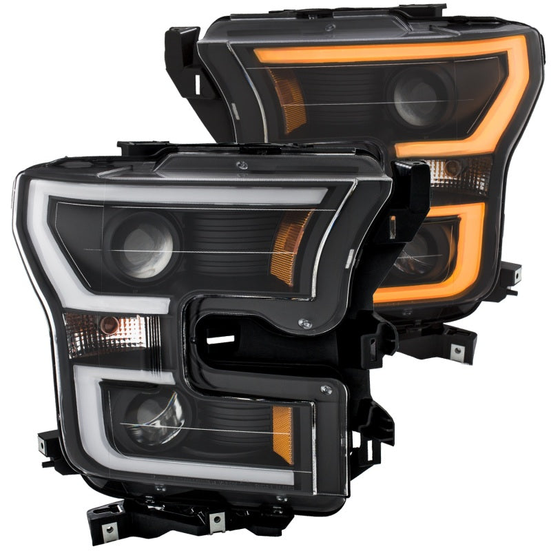 Load image into Gallery viewer, ANZO 2015-2017 Ford F-150 Projector Headlights w/ Plank Style Switchback Black w/ Amber
