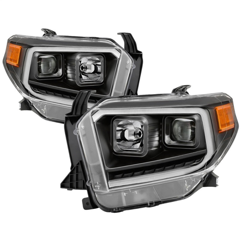 Load image into Gallery viewer, xTune 14-17 Toyota Tundra DRL LED Light Bar Projector Headlights - Black (PRO-JH-TTU14-LB-BK)
