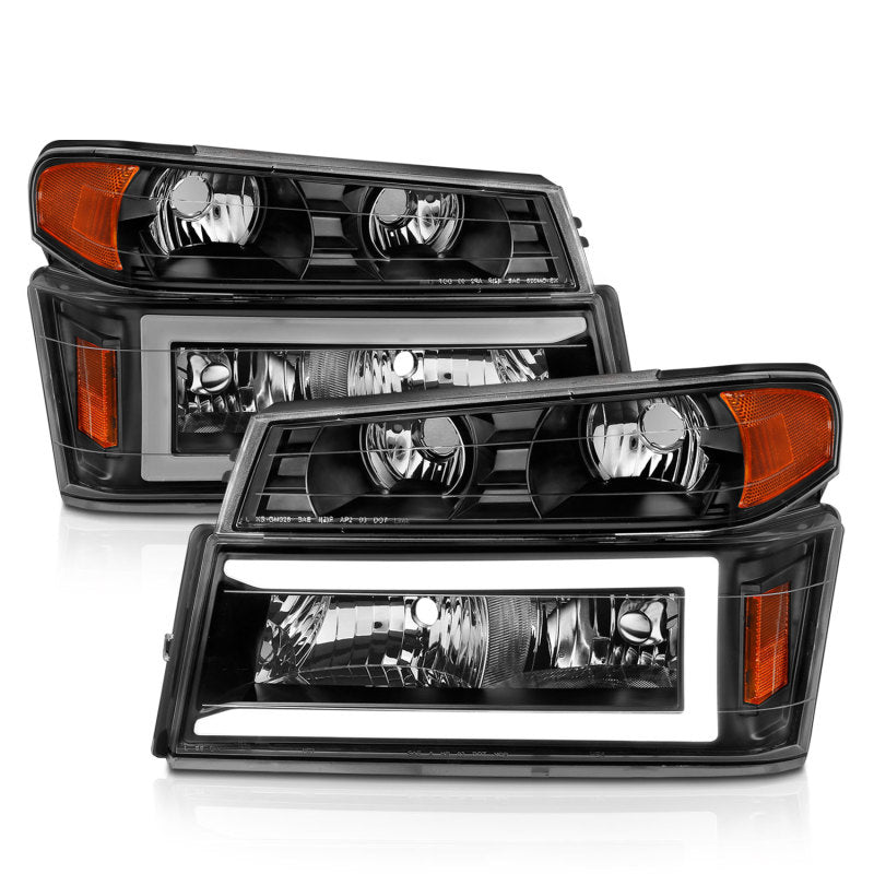 Load image into Gallery viewer, ANZO 04-12 GM Colorado/Canyon/I-Series Crystal Headlights - w/ Light Bar Black Housing 4pcs
